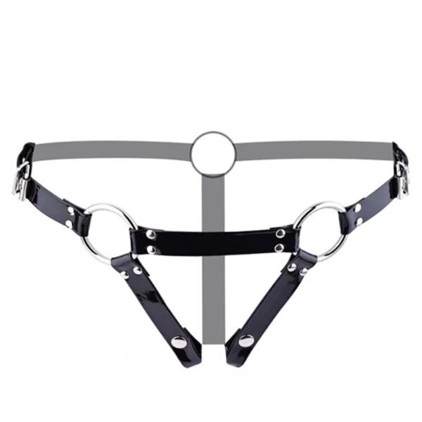MALE CHASTITY BELT COCK RING BLACK V1