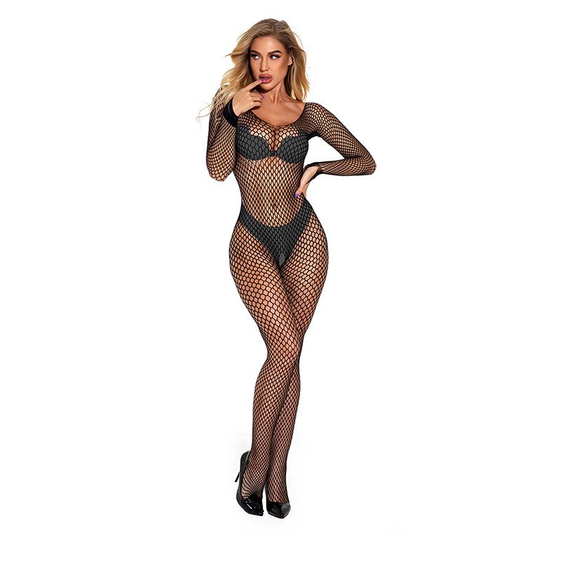 Fishnet Bodysuit Lace Black Sissy Crotchless Pantyhose 10 Fishnet Bodysuit
