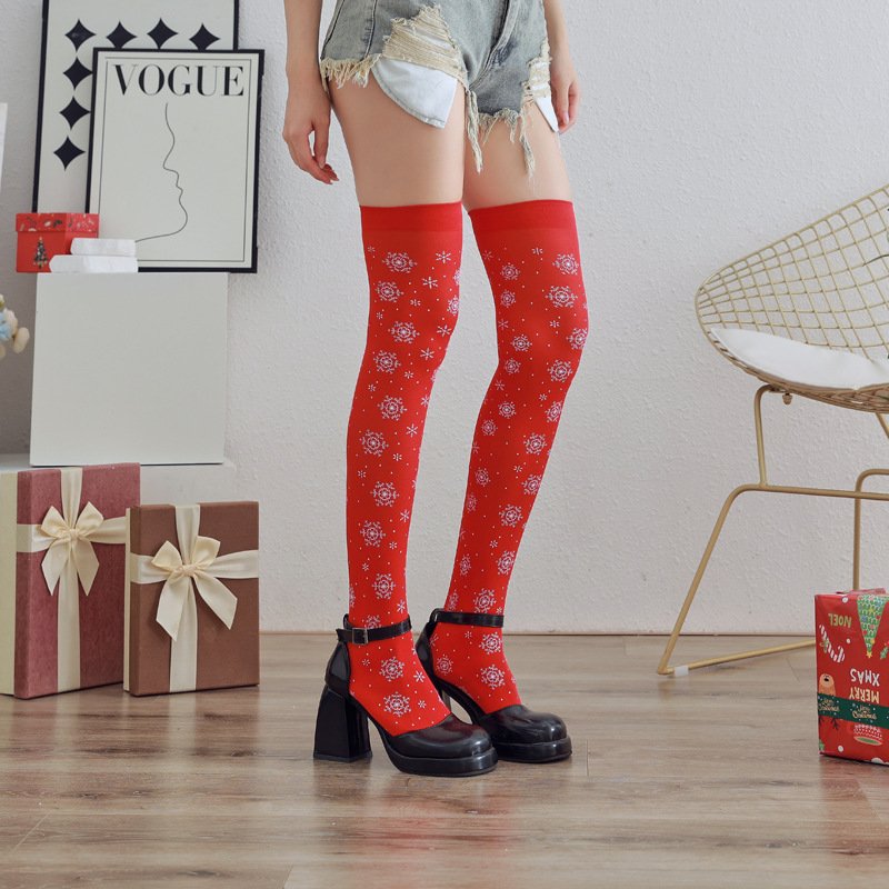 Christmas Over-the-knee Stockings Red Snowflake Sexy 8 Christmas-stocking