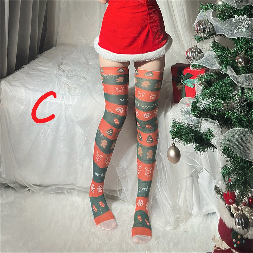 Christmas Over-the-knee Stockings Red Lace Fishnet Feminine 6 Christmas Over-the-knee Stockings