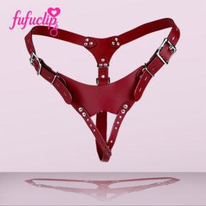 Burgundy Three-Point Leather Belt Compatible with FUFU Clip