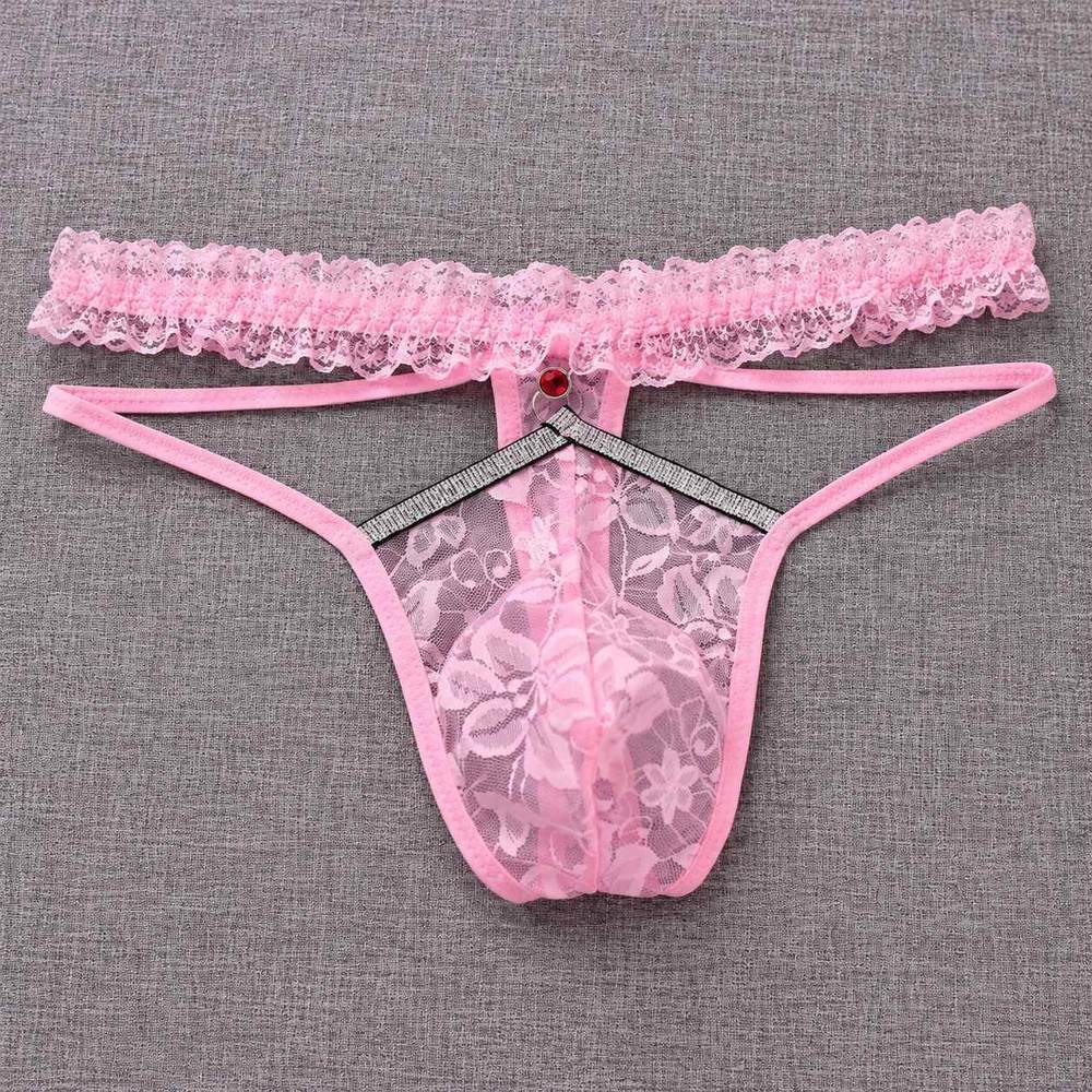 Sissy Panties Black Ruffled Lace Strappy Thong 2 Sissy Panties Black Ruffled Lace Strappy Thong