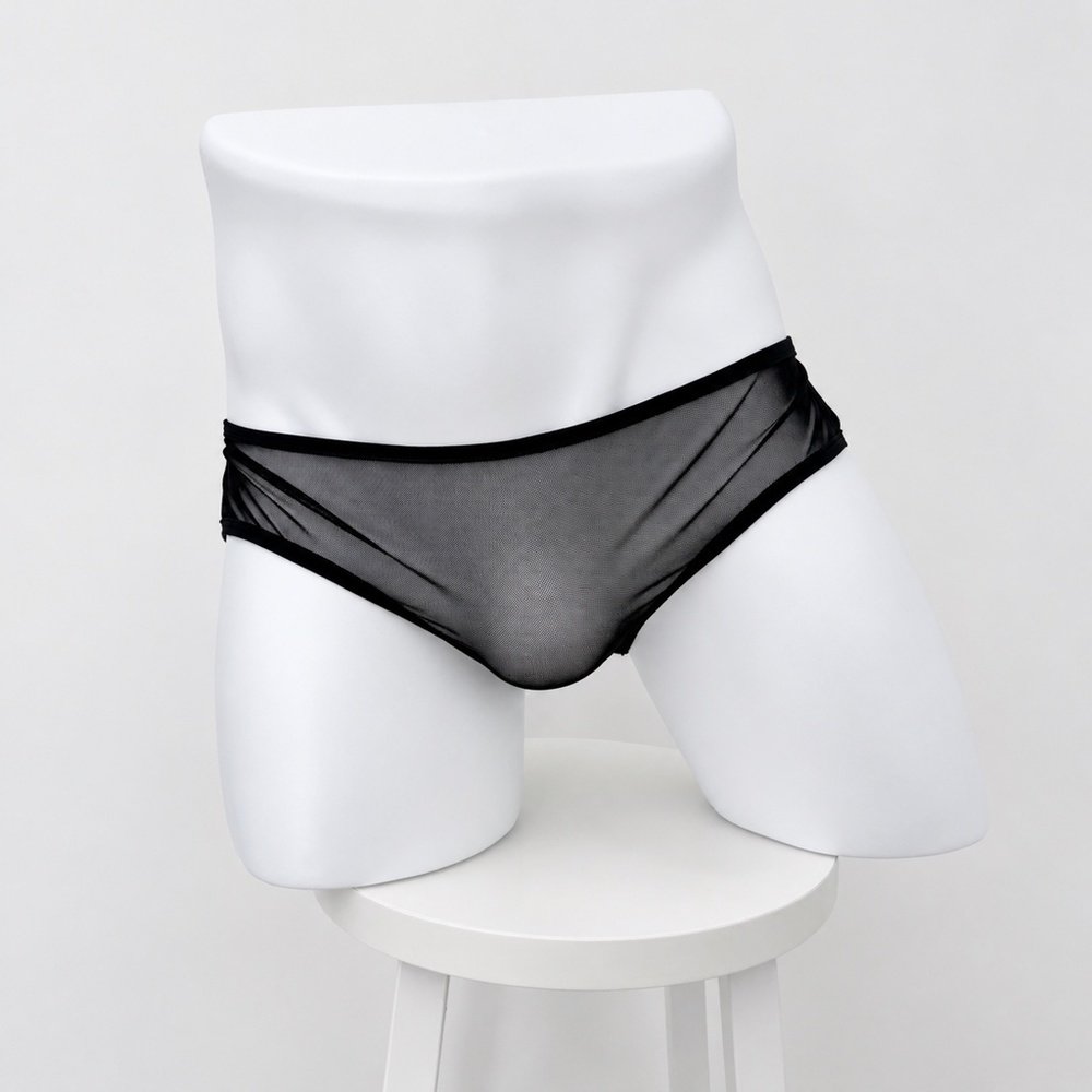 Sissy Panties Black Sheer Mesh Gold Chain Briefs 2 Sissy Panties Black Sheer Mesh Gold Chain Briefs