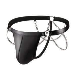Sissy Panties Edgy Black Chain Detail Thong