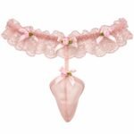 Sissy Panties Pink Lace Ruffle Pearl Thong